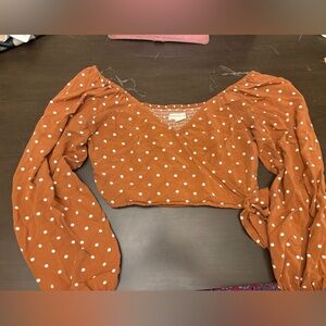 Aeropostale Rust Polka Dot Wrap Blouse